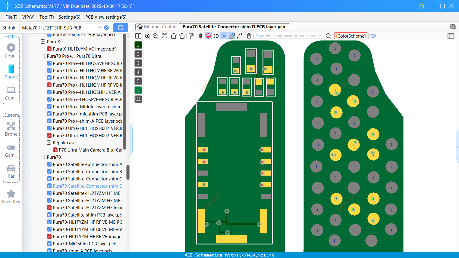 Huawei Pura70 Satellite-Connector Shim D PCB Layer